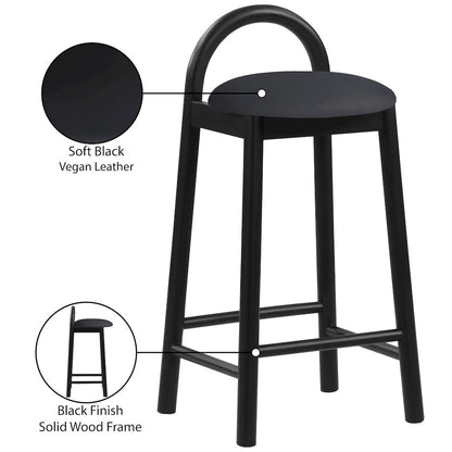 Calvin Black Vegan Leather Stool