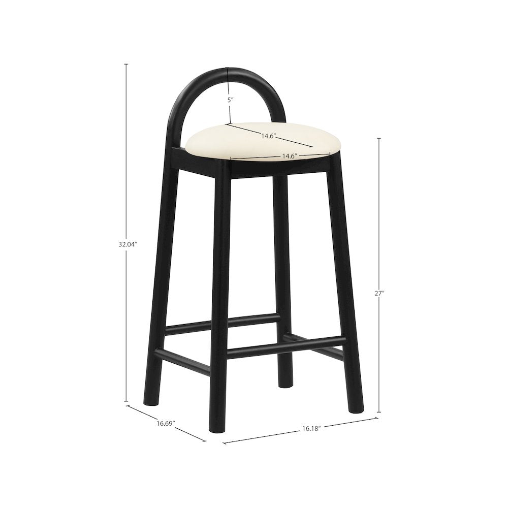 Calvin Cream Vegan Leather Stool