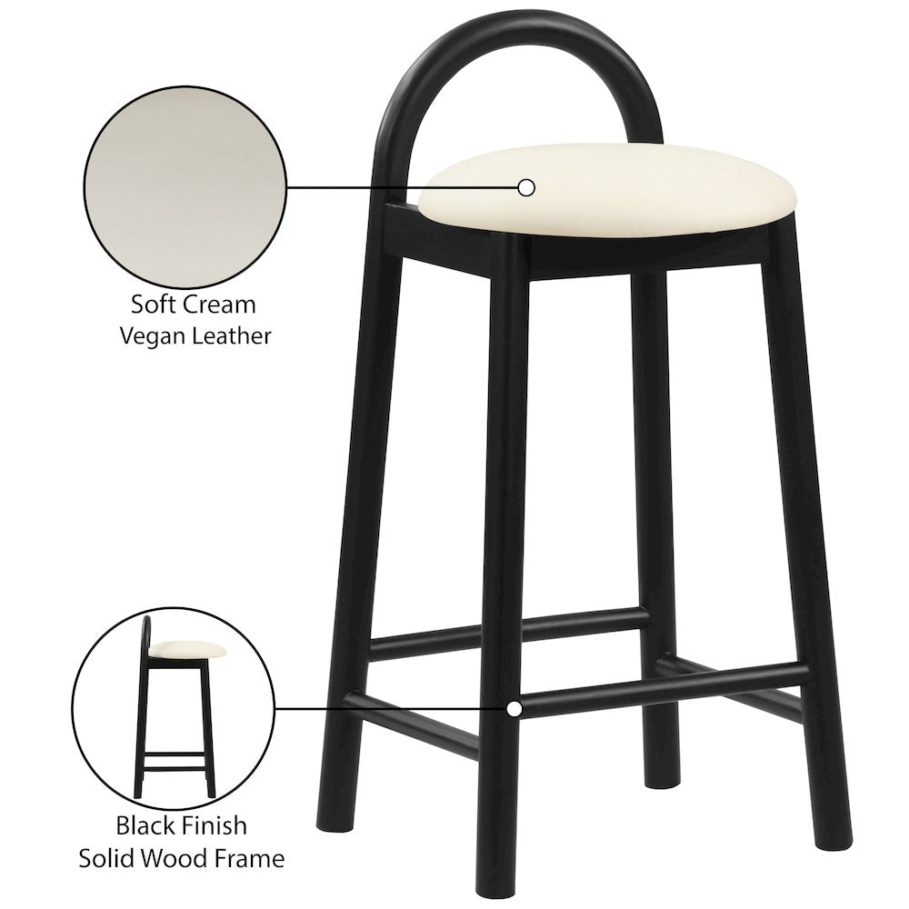 Calvin Cream Vegan Leather Stool