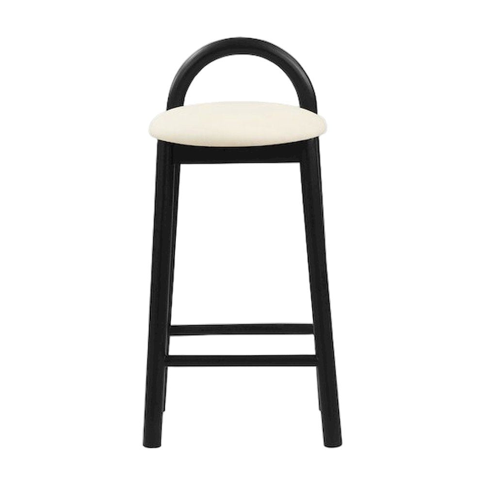 Mid-Century Modern Vegan Leather Upholstered Counter Height, Cream Vegan Leather