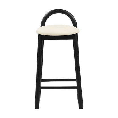 Mid-Century Modern Vegan Leather Upholstered Counter Height, Cream Vegan Leather