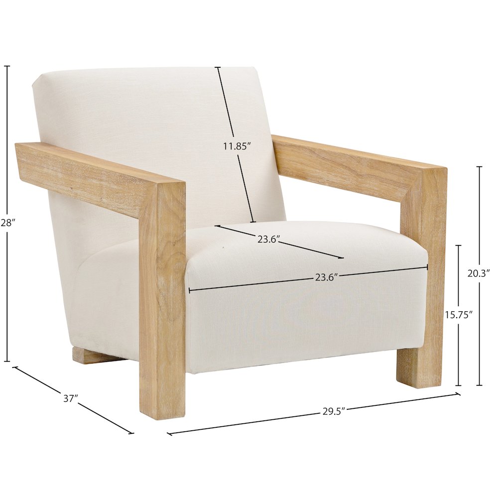 Ward Cream Linen Textured Fabric Accent Chair