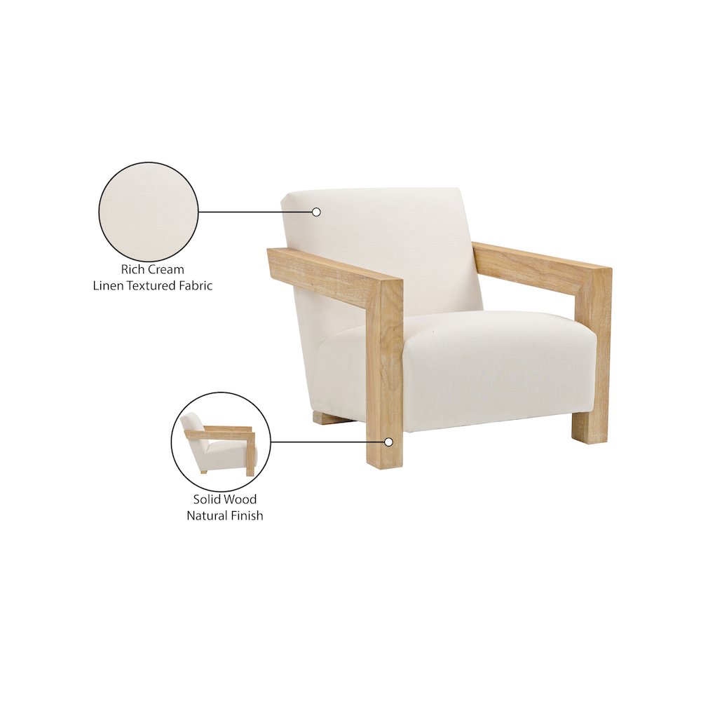 Ward Cream Linen Textured Fabric Accent Chair