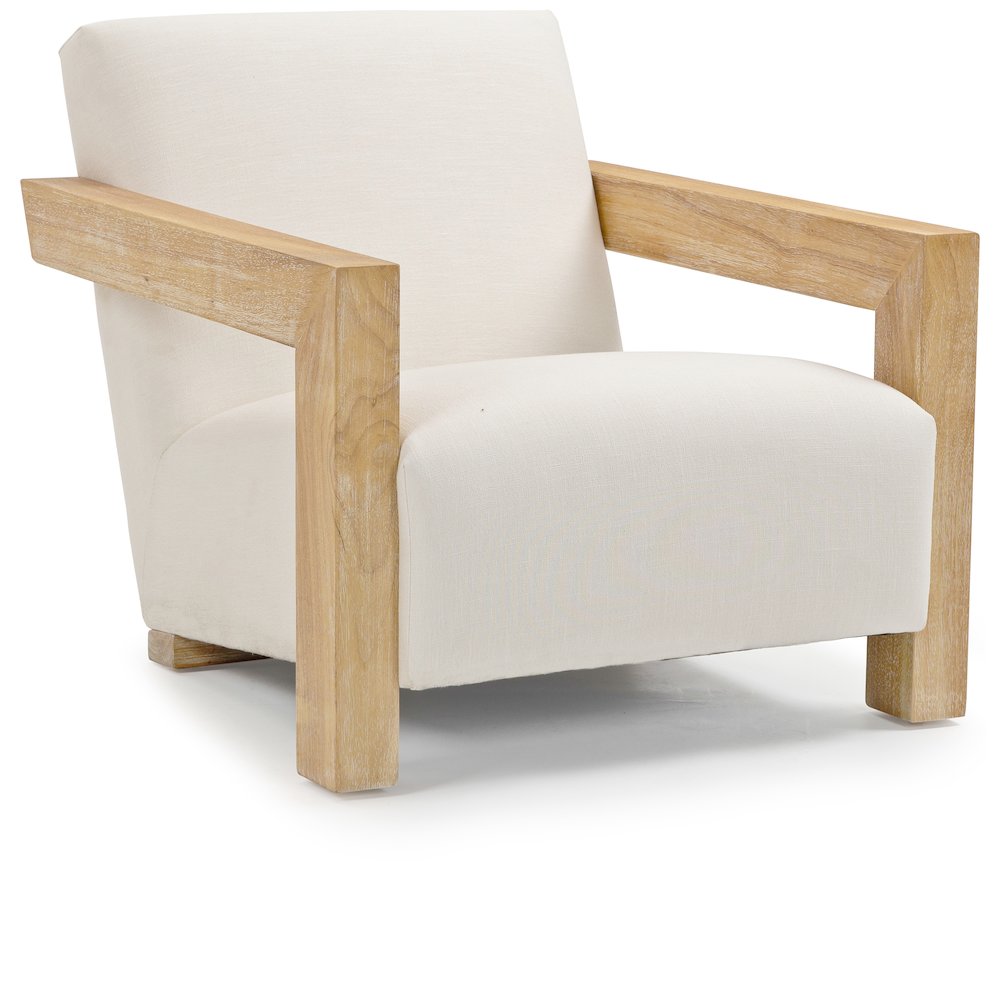 Ward Cream Linen Textured Fabric Accent Chair