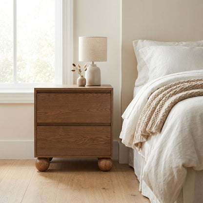 Walnut Nightstand with Art Deco Style and Elegant Finish