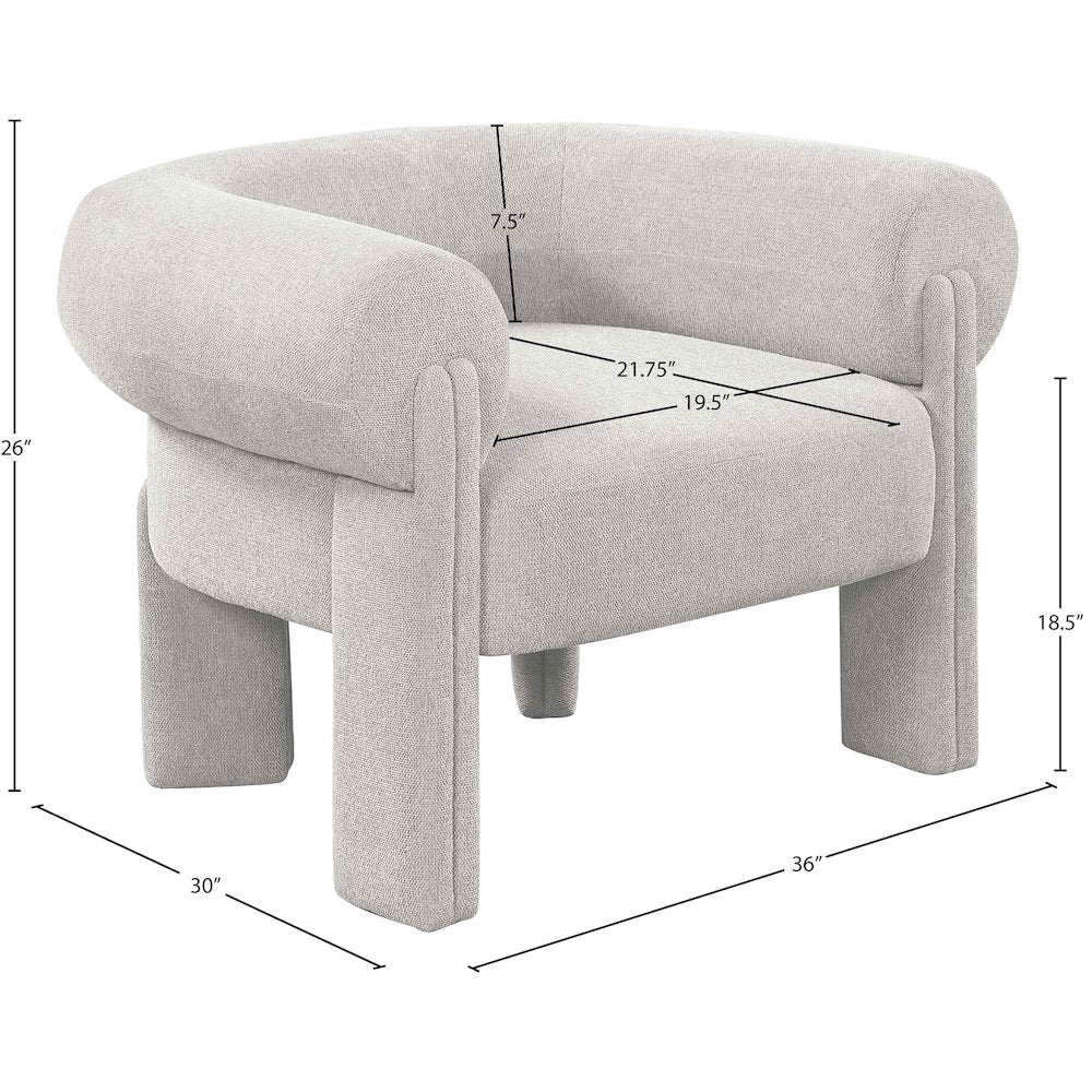 Stefano Beige Polyester Fabric Accent Chair