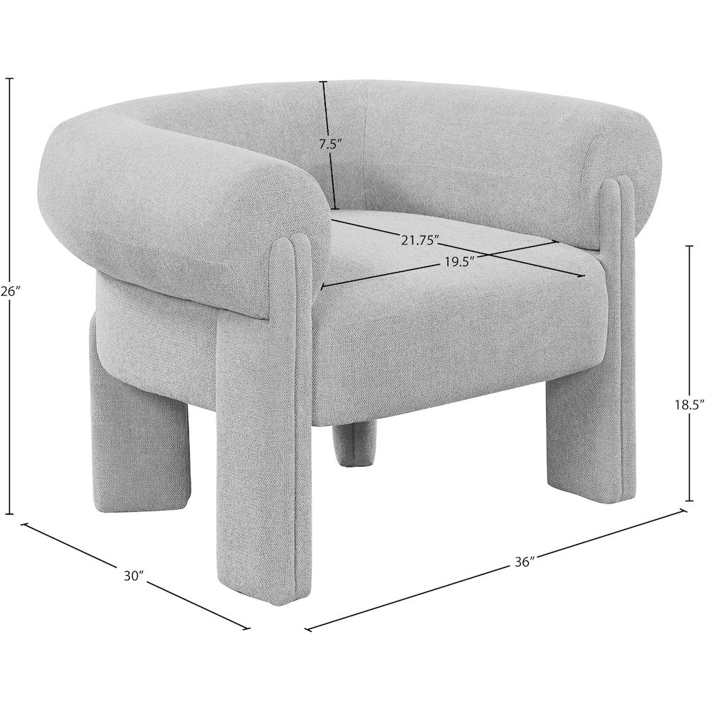 Stefano Grey Polyester Fabric Accent Chair