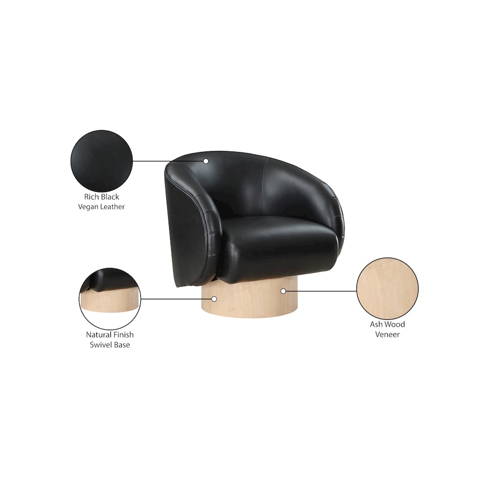 Gibson Black Vegan Leather Swivel Accent Chair