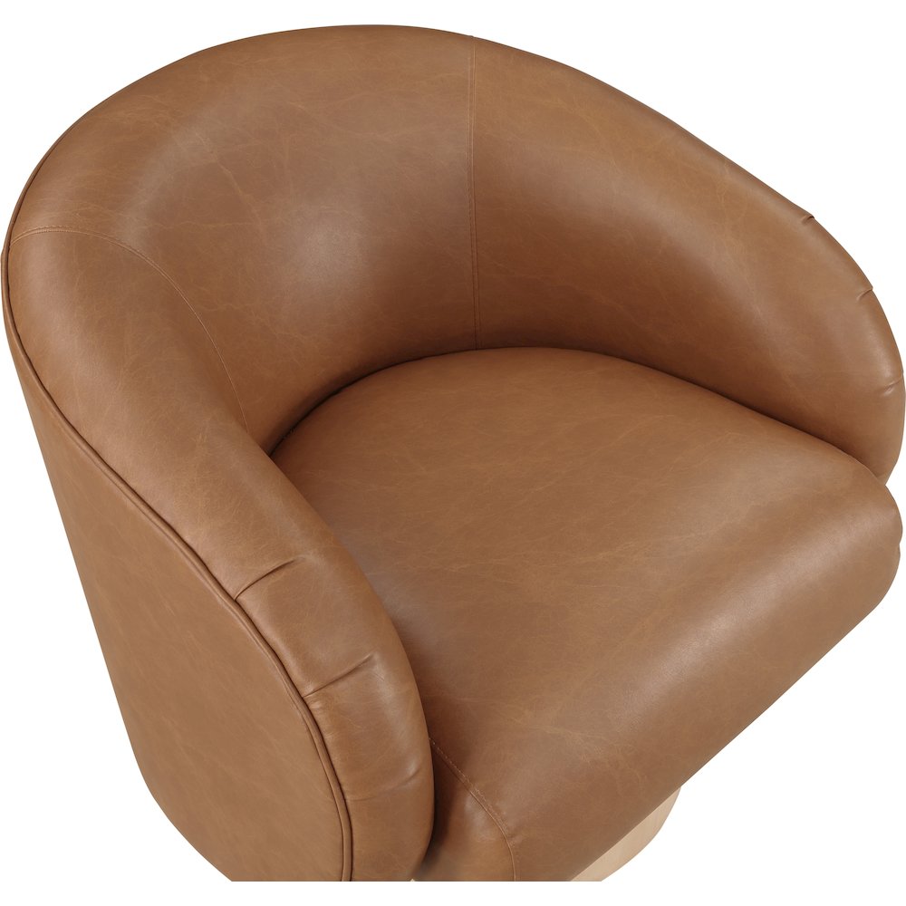 Gibson Cognac Vegan Leather Swivel Accent Chair