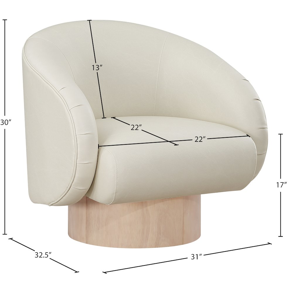 Gibson Cream Vegan Leather Swivel Accent Chair