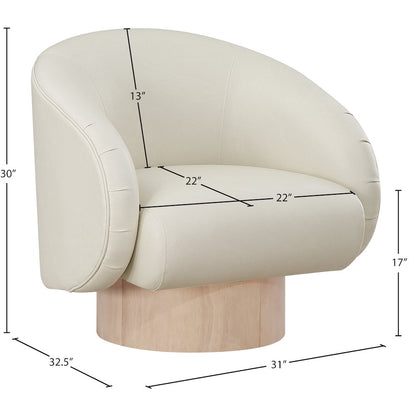 Gibson Cream Vegan Leather Swivel Accent Chair