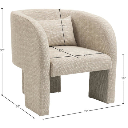 Sawyer Beige Weaved Polyester Fabric Accent Chair