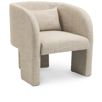 Sawyer Beige Weaved Polyester Fabric Accent Chair