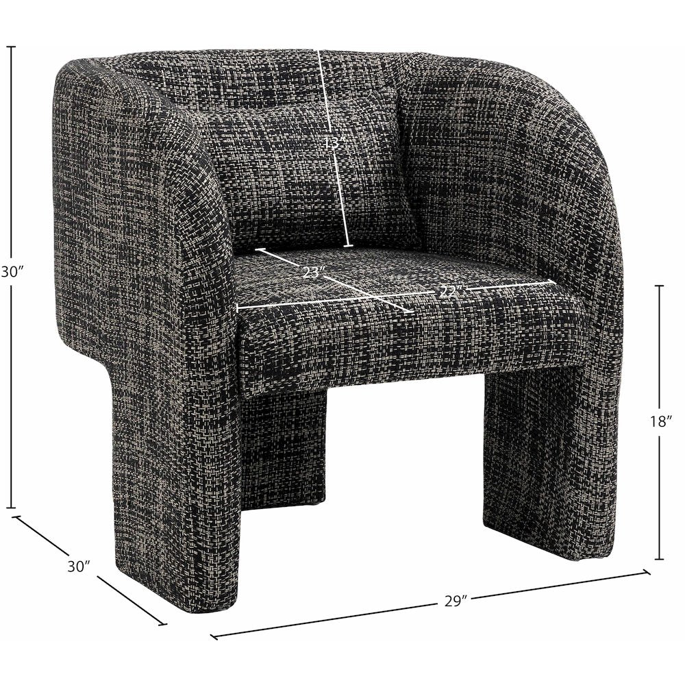 Sawyer Black Weaved Polyester Fabric Accent Chair