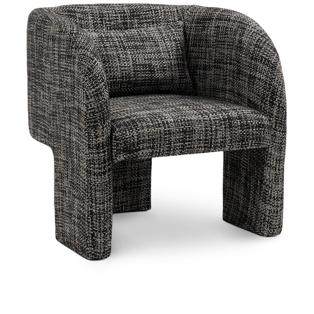 Sawyer Black Weaved Polyester Fabric Accent Chair