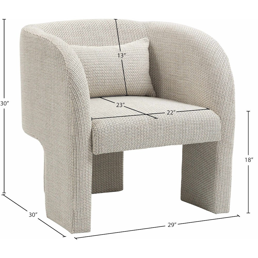 Sawyer Cream Weaved Polyester Fabric Accent Chair