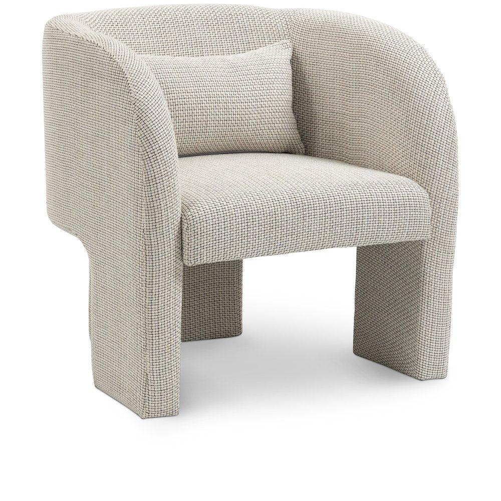 Sawyer Cream Weaved Polyester Fabric Accent Chair