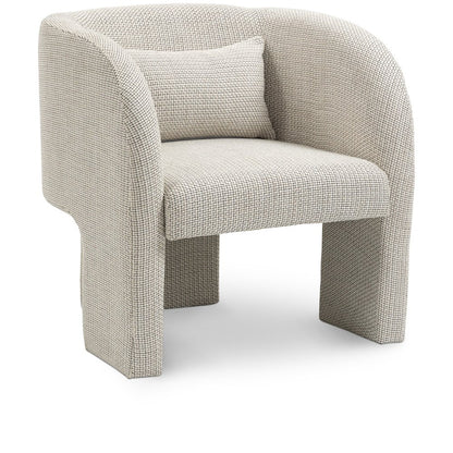 Sawyer Cream Weaved Polyester Fabric Accent Chair