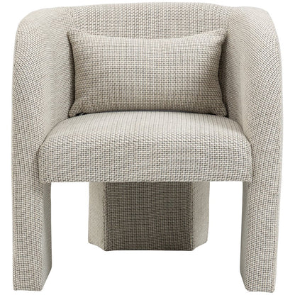 Sawyer Cream Weaved Polyester Fabric Accent Chair