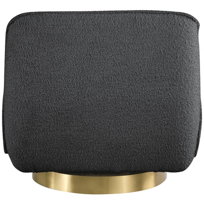 Geneva Black Boucle Fabric Swivel Accent Chair