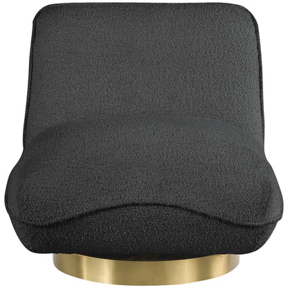 Geneva Black Boucle Fabric Swivel Accent Chair