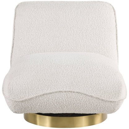 Geneva Cream Boucle Fabric Swivel Accent Chair