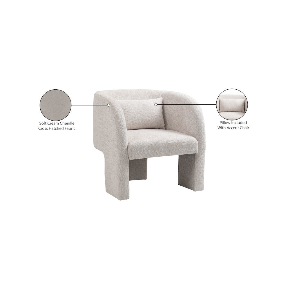 Sawyer Cream Chenille Fabric Accent Chair
