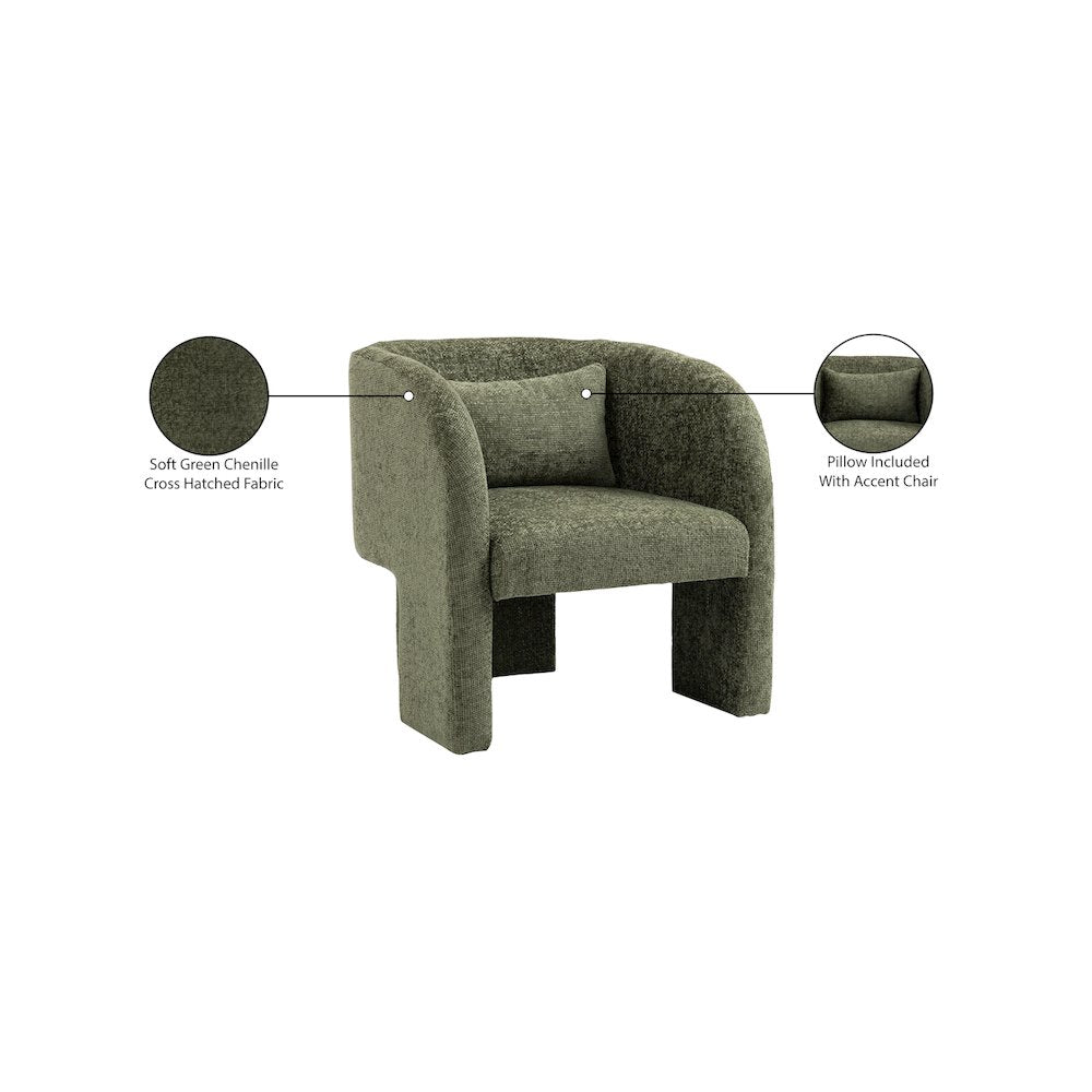 Sawyer Green Chenille Fabric Accent Chair