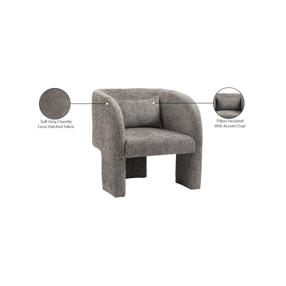 Sawyer Grey Chenille Fabric Accent Chair