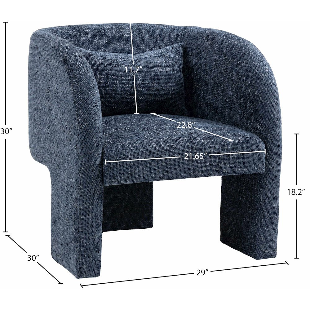 Sawyer Navy Chenille Fabric Accent Chair