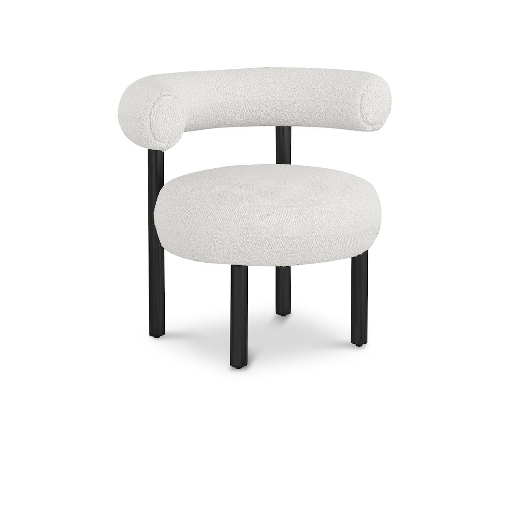 Bordeaux Cream Boucle Fabric Accent Chair