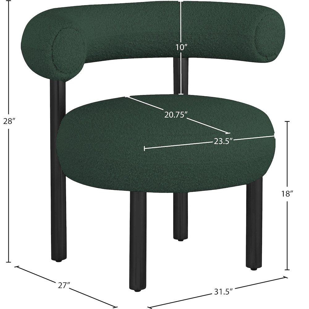 Bordeaux Green Boucle Fabric Accent Chair