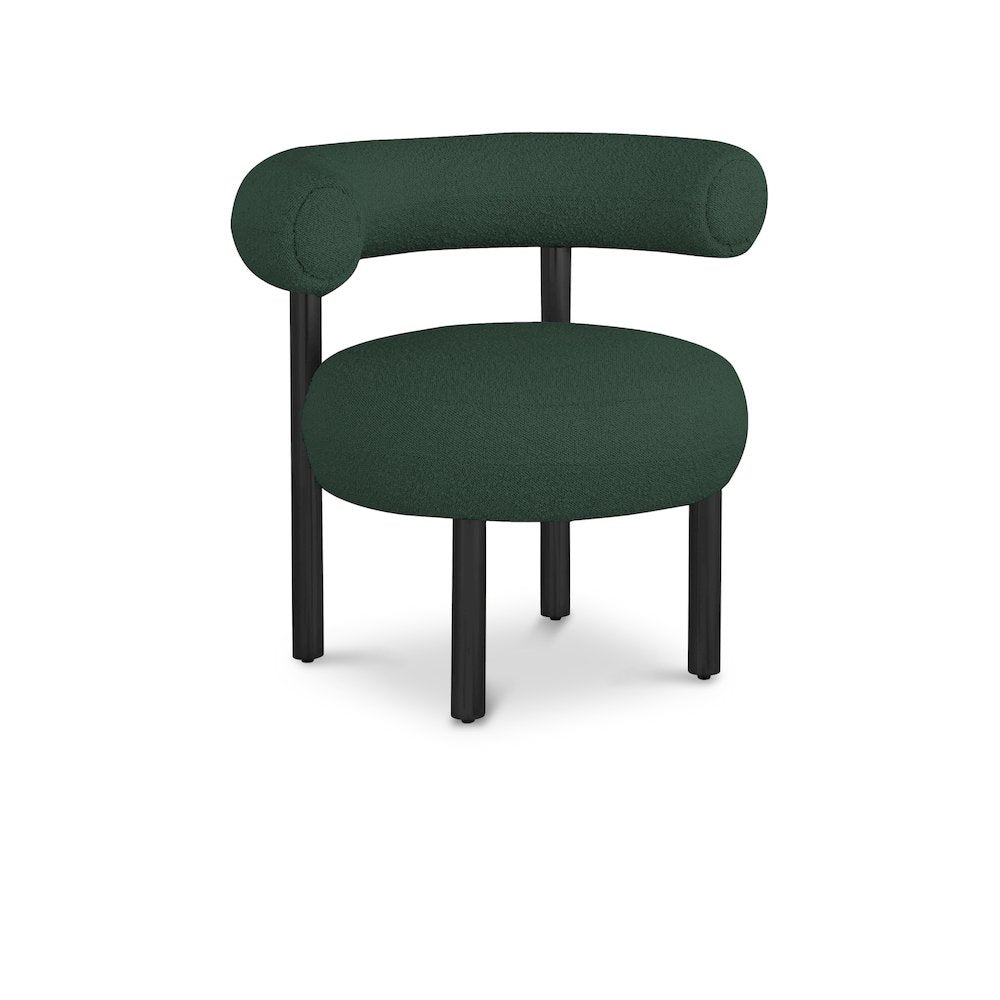 Bordeaux Green Boucle Fabric Accent Chair