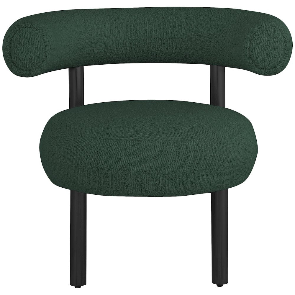 Bordeaux Green Boucle Fabric Accent Chair