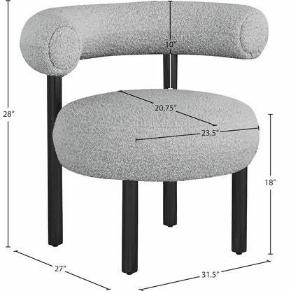 Bordeaux Grey Boucle Fabric Accent Chair