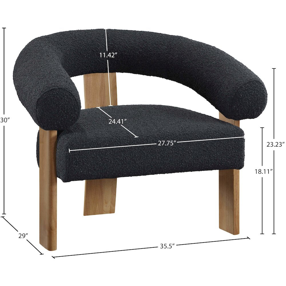 Winston Black Boucle Fabric Accent Chair