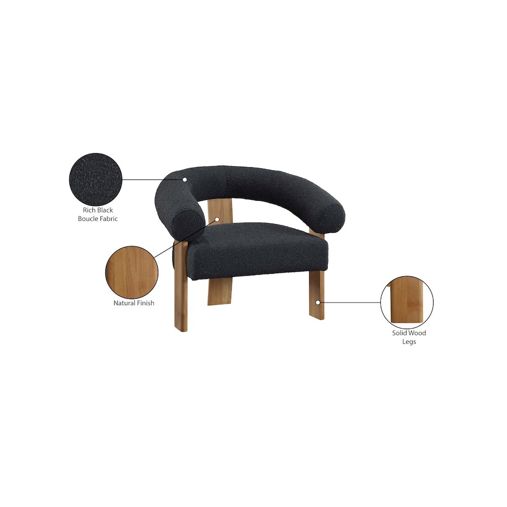 Winston Black Boucle Fabric Accent Chair