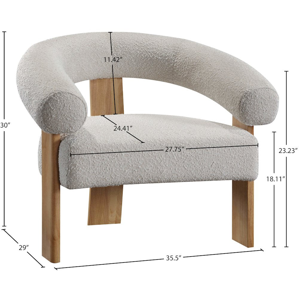 Winston Cream Boucle Fabric Accent Chair