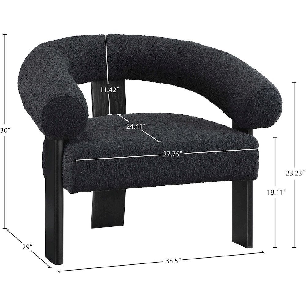 Winston Black Boucle Fabric Accent Chair