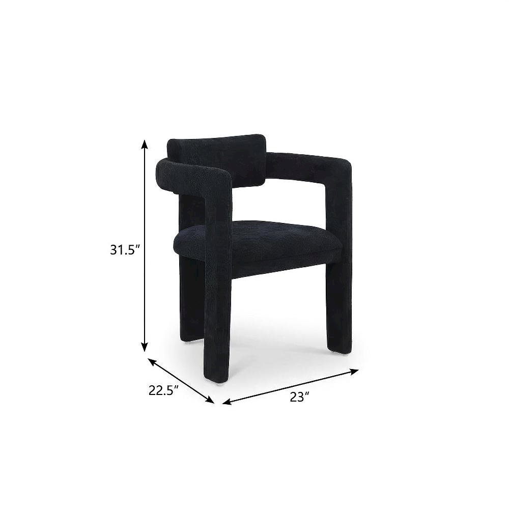 Black Chenille Dining Chairs Set of 2 with Contemporary Design and Armrests