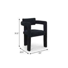 Black Chenille Dining Chairs Set of 2 with Contemporary Design and Armrests