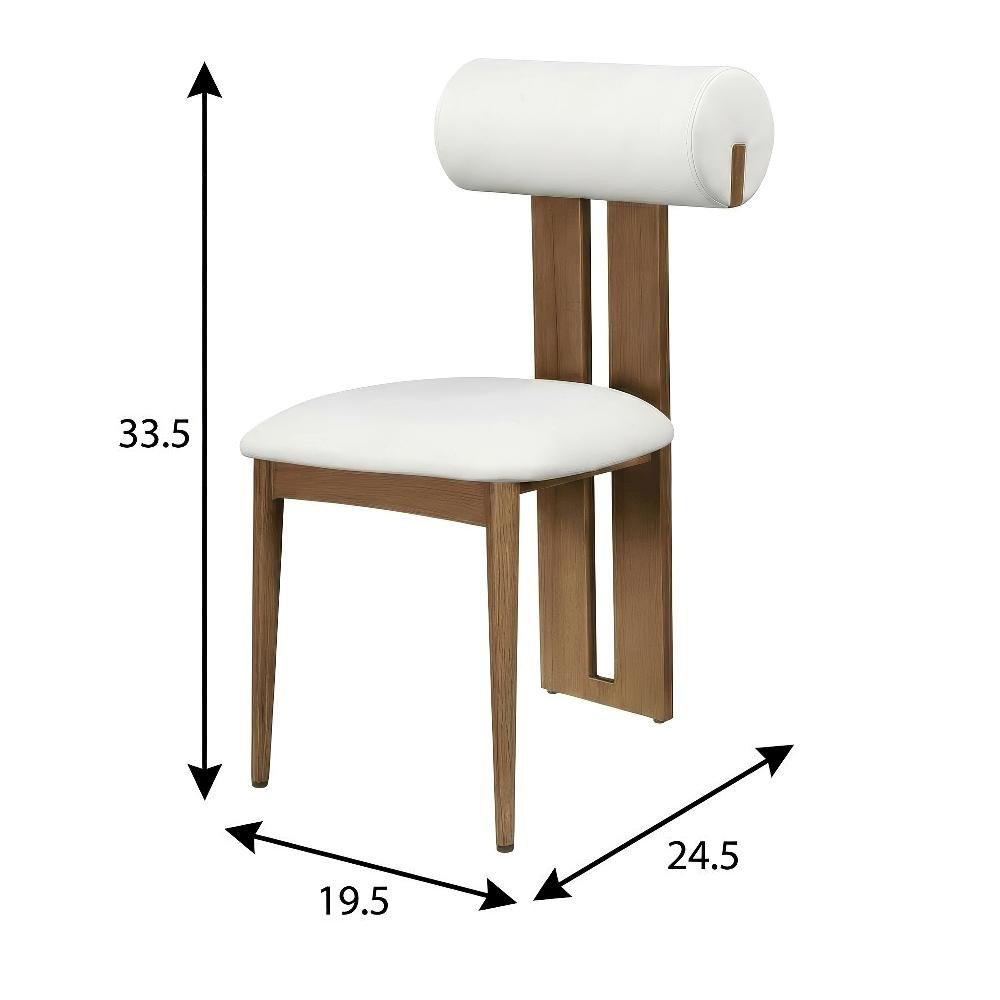 Walnut Vegan Leather Dining Chairs Set of 2 with Contemporary Design