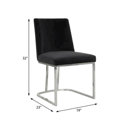 Chrome Contemporary Velvet Dining Chair Set of 2 with Cushioned Seat