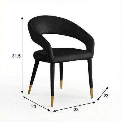 Gold Velvet Dining Chair with Armrests and Contemporary Design