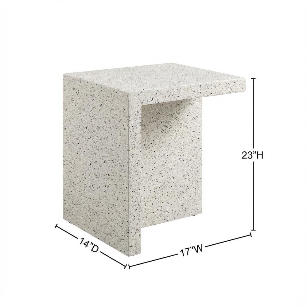 White Iron Nightstand with Terrazzo White Finish and Contemporary Style