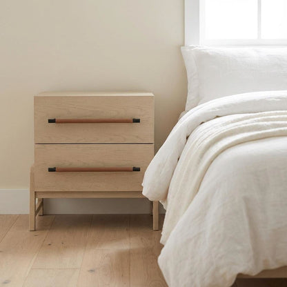 Leather Nightstand with Contemporary Finish