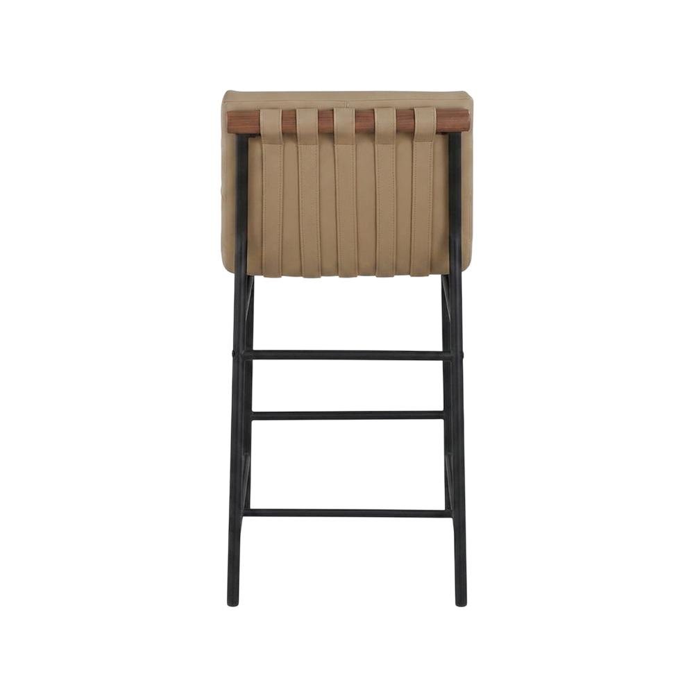 Vegan Leather & Boucle Counter Stool for Bar, Tan Vegan Leather