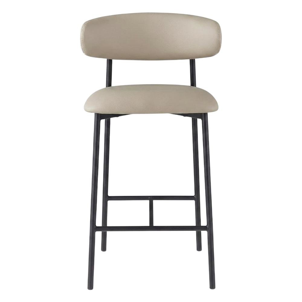 Vegan Leather Counter Stools with Back, Kitchen Island, Taupe, Set of 2