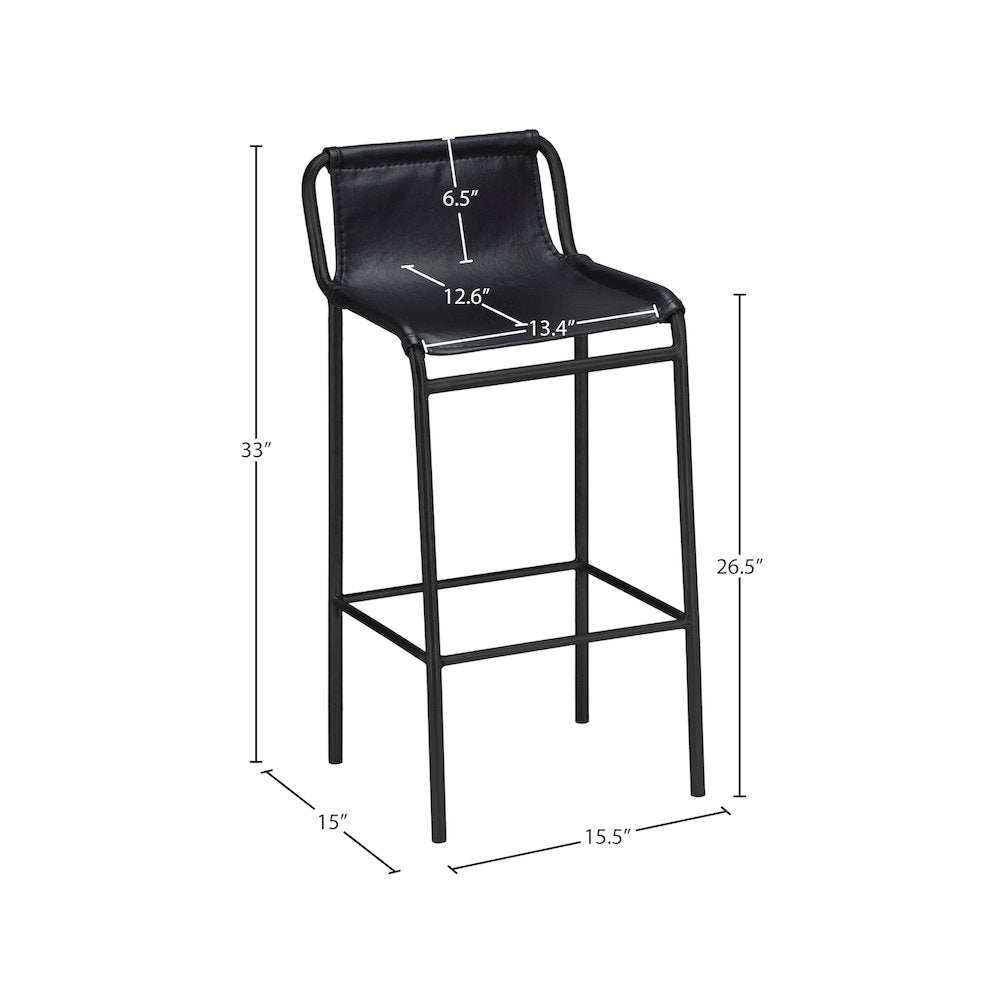 Dax Black Vegan Leather Counter Stool