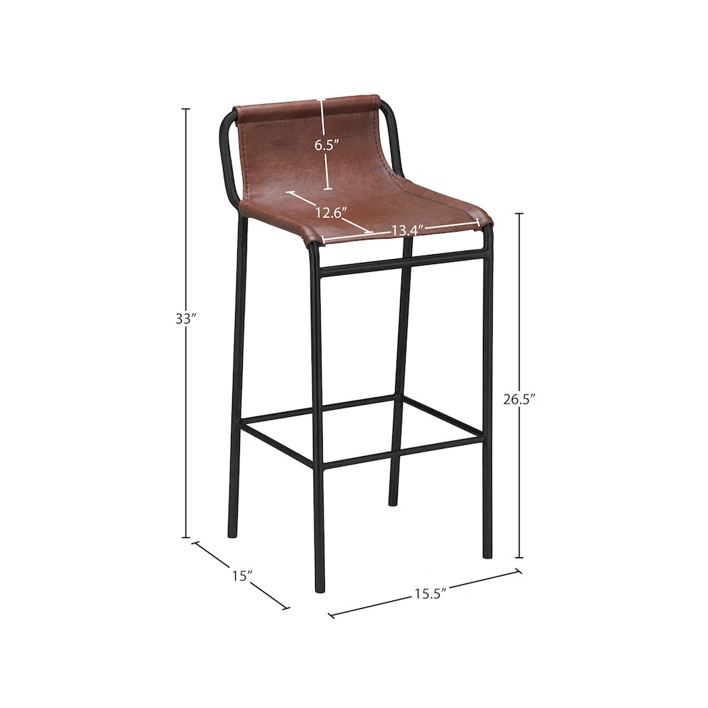 Dax Brown Vegan Leather Counter Stool